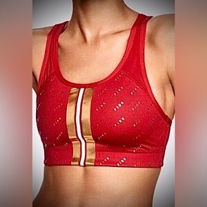 Victoria’s Secret PINK Ultimate Sports Bra in Red & Gold SF 49ers colors Size S